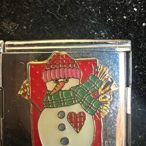 Festive Snowman Italian charm  with Red and Green Accents